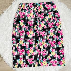 Betsey Johnson Floral Pencil Skirt Black Small